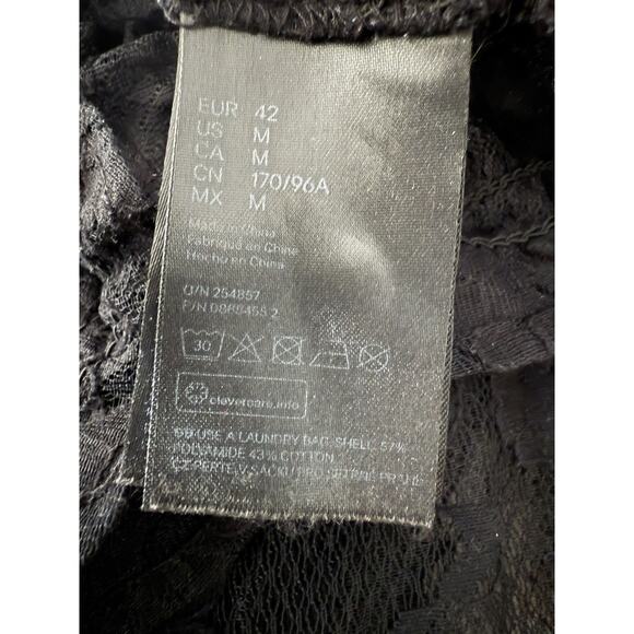 Y2K Dark Romantic Sheer Lace Top Whimsigoth Gothic Fairy Mesh Stretchy Size M - Picture 5 of 7